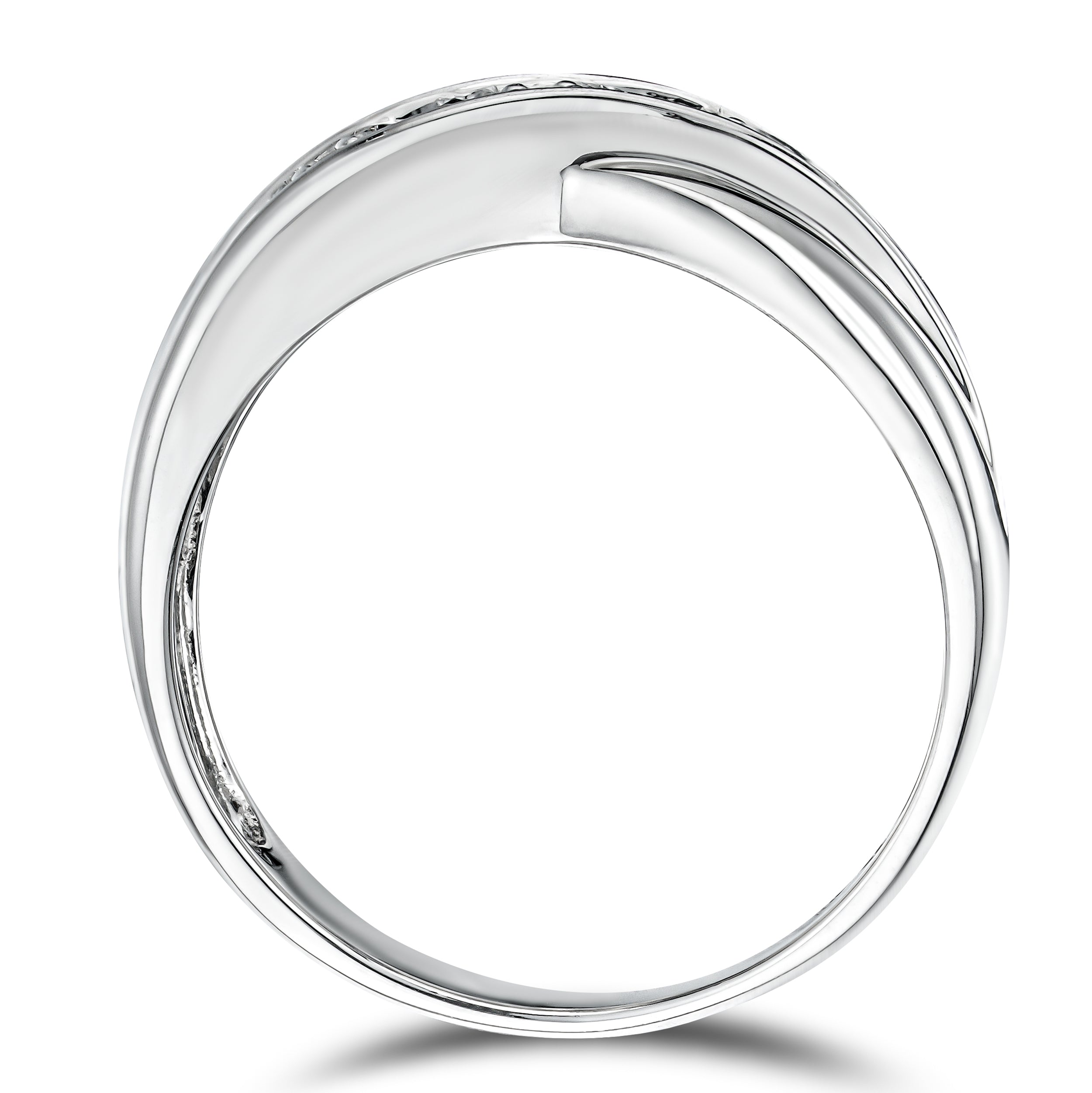 Sapphire 0.45ct And Diamond 925 Sterling Silver Crossover Ring